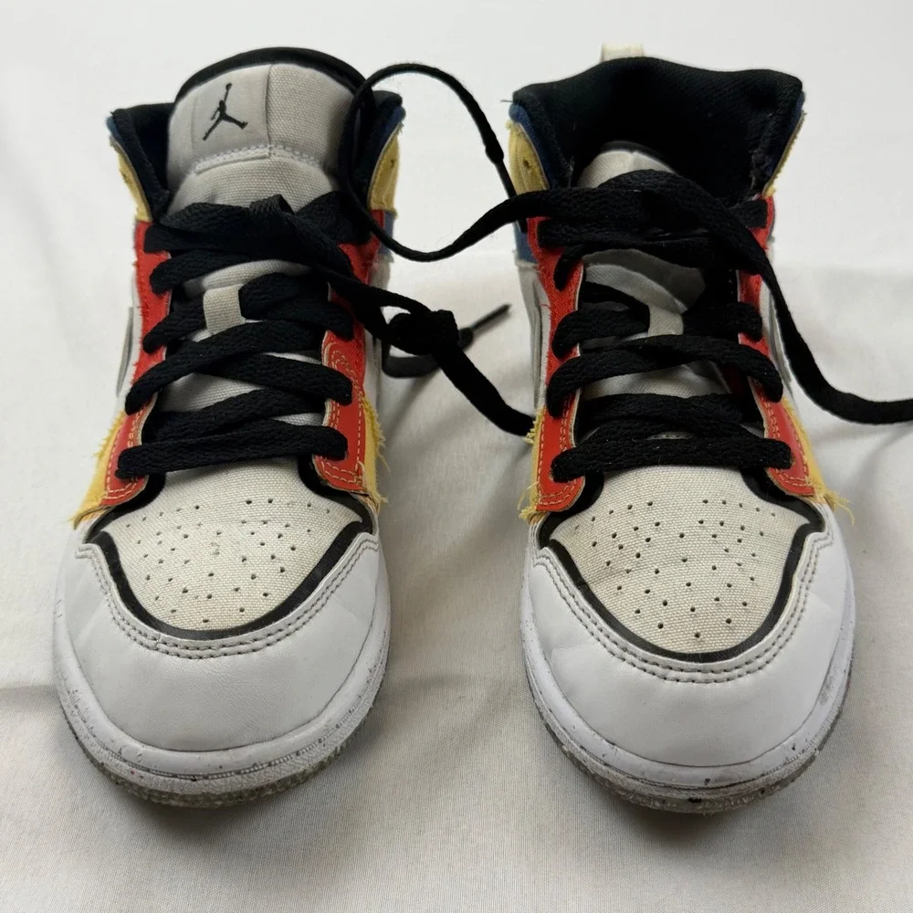 Jordan Air Jordan 1 Mid SE DIY Kids 2.5Y White Red Yellow Blue DV1318-100